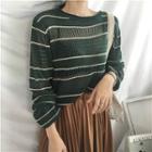 Striped Round-neck Loose-fit Sweater