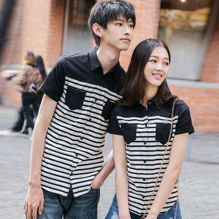 Couple Matching Set: Short-sleeve Striped Shirt
