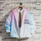 Lettering Gradient Open-front Blazer