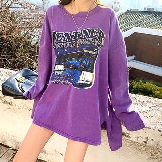 Printed Ripped Oversized T-shirt