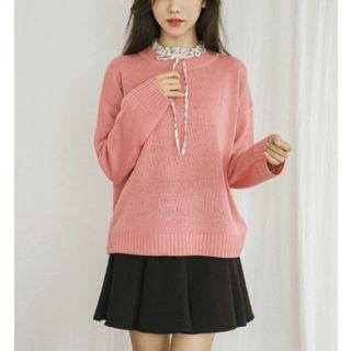 Colored Boxy-fit Knit Top