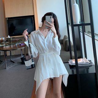 Irregular Hem Cold-shoulder Shirt