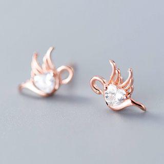 925 Sterling Silver Rhinestone Swan Earring