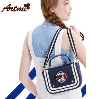 Embroidered Denim Shoulder Bag