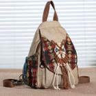 Patterned Woven Print Canvas Backpack