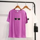 Sunglasses Sequined Short Sleeve T-shirt