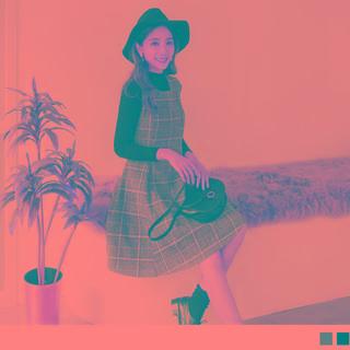Plaid Woolen Overall Dress