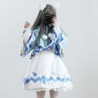 Shark Hooded Poncho / Bow Accent Long-sleeve A-line Dress / Set