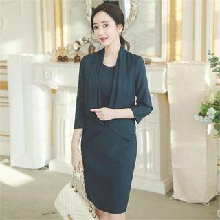 3/4-sleeve Scarf Trim Sheath Dress
