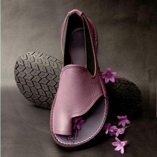 Faux Leather Toe Loop Sandals