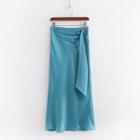 Tie-front Midi A-line Skirt