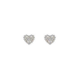 Heart Rhinestone Earring 1 Pair - Silver Needle - Gold - One Size