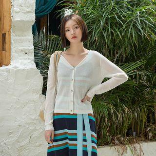 V-neck See-through Cardigan