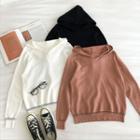 Color-block Trim Long-sleeve Hooded Knit Top