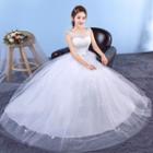Floral Embroidered Sleeveless Wedding Ball Gown