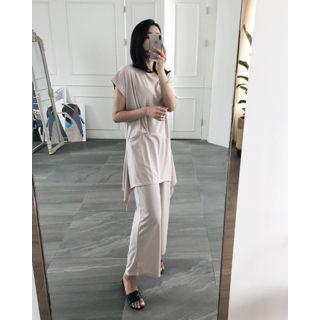 Cap-sleeve Asymmetric Long Top