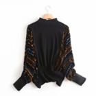 Mock-neck Print Panel Top