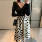 Knit Top / Dotted A-line Skirt