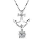 18k White Gold Marine Style Anchor Diamond Pendant Necklace (0.16 Cttw) (free 925 Silver Box Chain, 16)