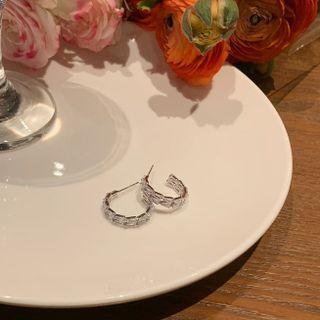 Rhinestone Hoop Earring 1 Pair - Rhinestone Hoop Earring - Silver - One Size