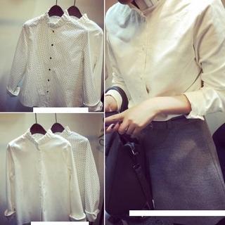 Frill-collar Corduroy Blouse