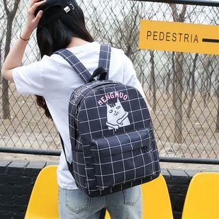 Cat Print Check Backpack