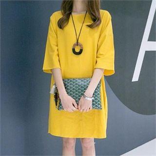 Seam-front Shift Dress With Sash
