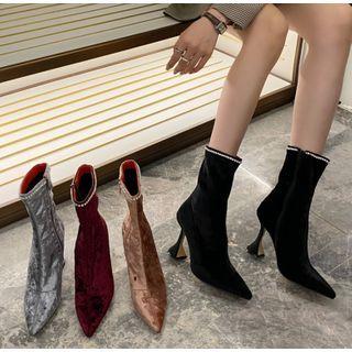 Velvet Spool-heel Ankle Boots