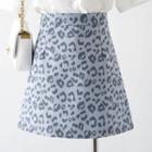 High-waist Printed Leopard A-line Mini Skirt