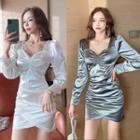 Puff-sleeve Asymmetrical Dress