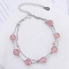 925 Sterling Silver Bead Layered Bracelet Silver - One Size