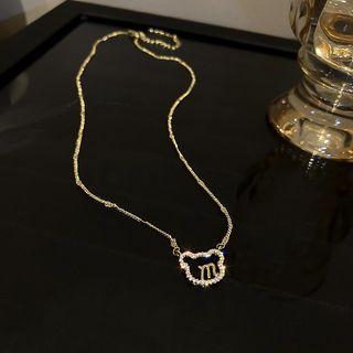 Rhinestone Lettering Bear Necklace