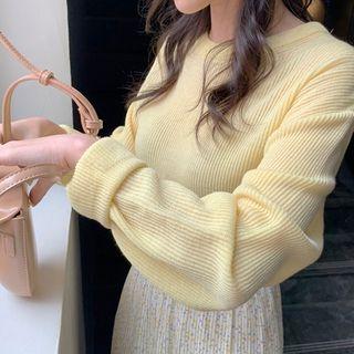 Pastel-color Rib-knit Sweater