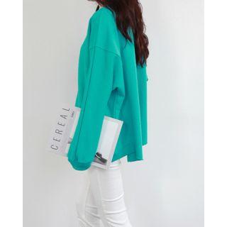 Dolman-sleeve Cutout-hem Sweatshirt