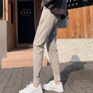 Drawstring Plain Fleece Sweatpants