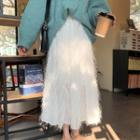 Glitter Fluffy Midi A-line Skirt