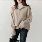Plain Zip Loose-fit Sweater