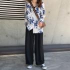Flower Print Shirt / Wide-leg Pants