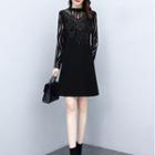 Mock Two-piece Long-sleeve Zebra Print A-line Dress