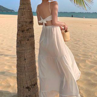 Spaghetti-strap Ruffled Maxi A-line Dress