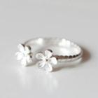 925 Sterling Silver Floral Open Ring Ring - Floral - One Size