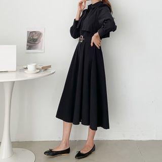 Flap-front Long Shirtdress With Belt