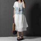 Short-sleeve Printed Layered Midi Dress