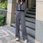 Plain Cropped Blazer / Wide-leg Pants