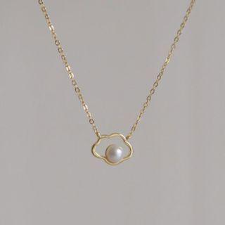 Faux Pearl Cloud Pendant Necklace Gold - One Size