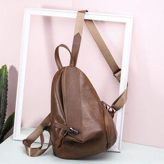 Faux Leather Stitched Backpack