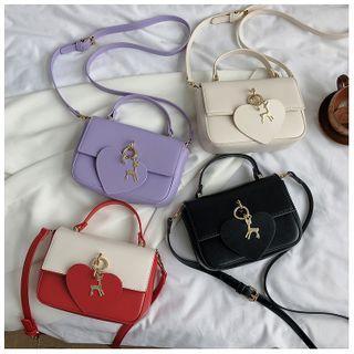 Top Handle Heart Charm Crossbody Bag