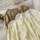 Square-neck Embroidered Plain Top
