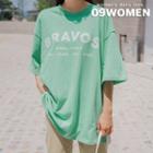 Plus Size Bravos Printed Long T-shirt