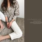 Leopard Wool Blend Knit Cardigan Gray - One Size